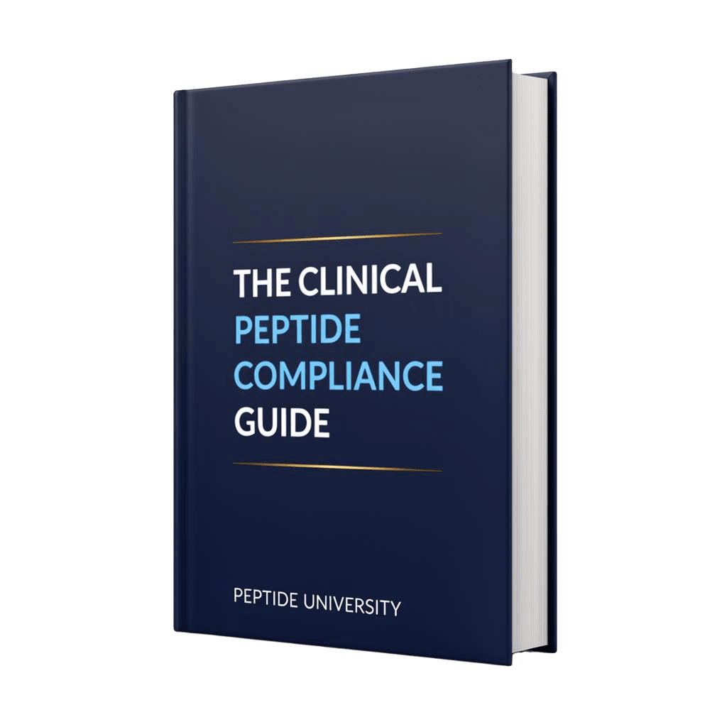 Clinical peptide compliance guide shown as a printed guide